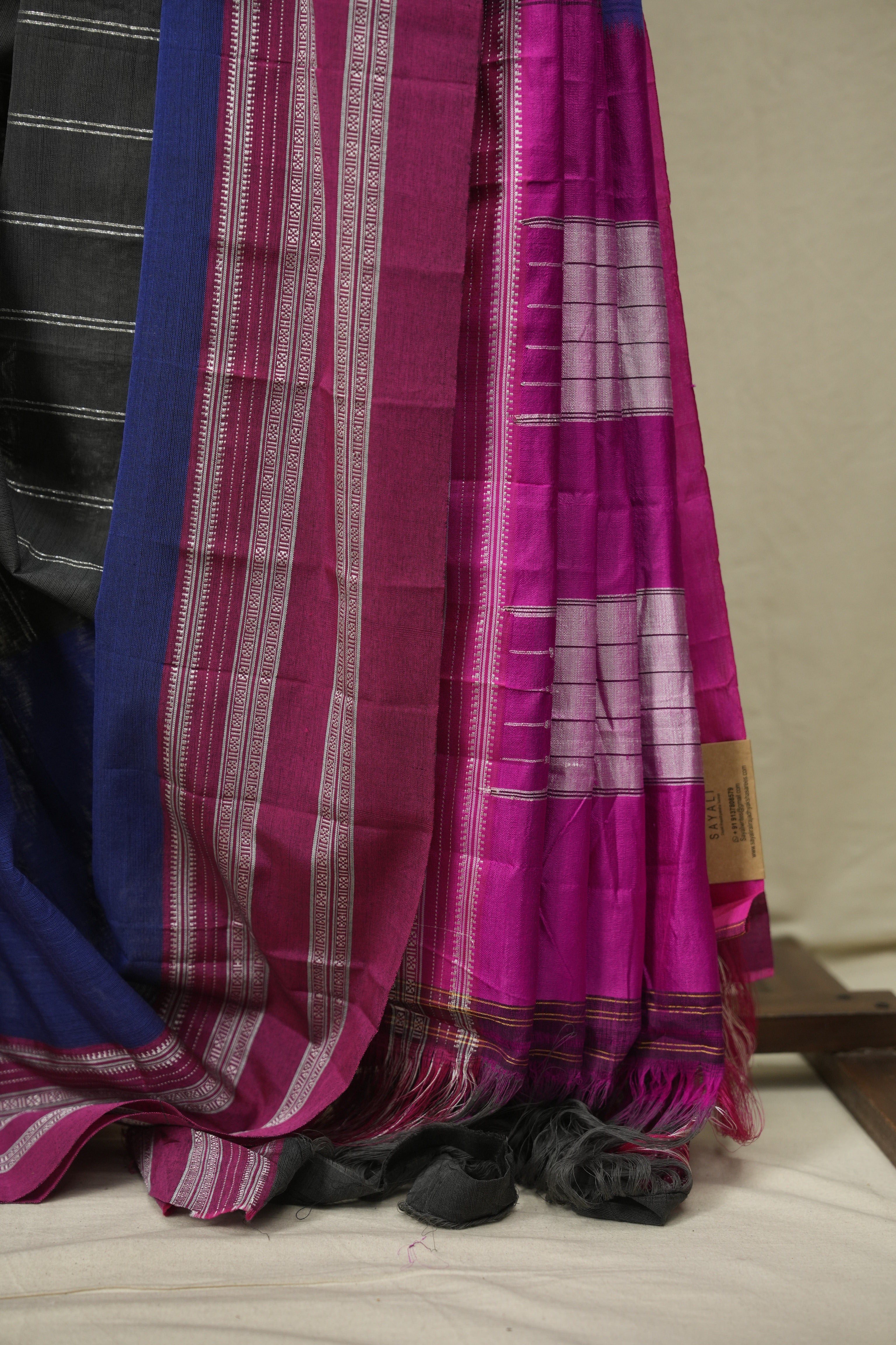 Navy Blue Cotton IIkal Saree - SRNBCIS1099