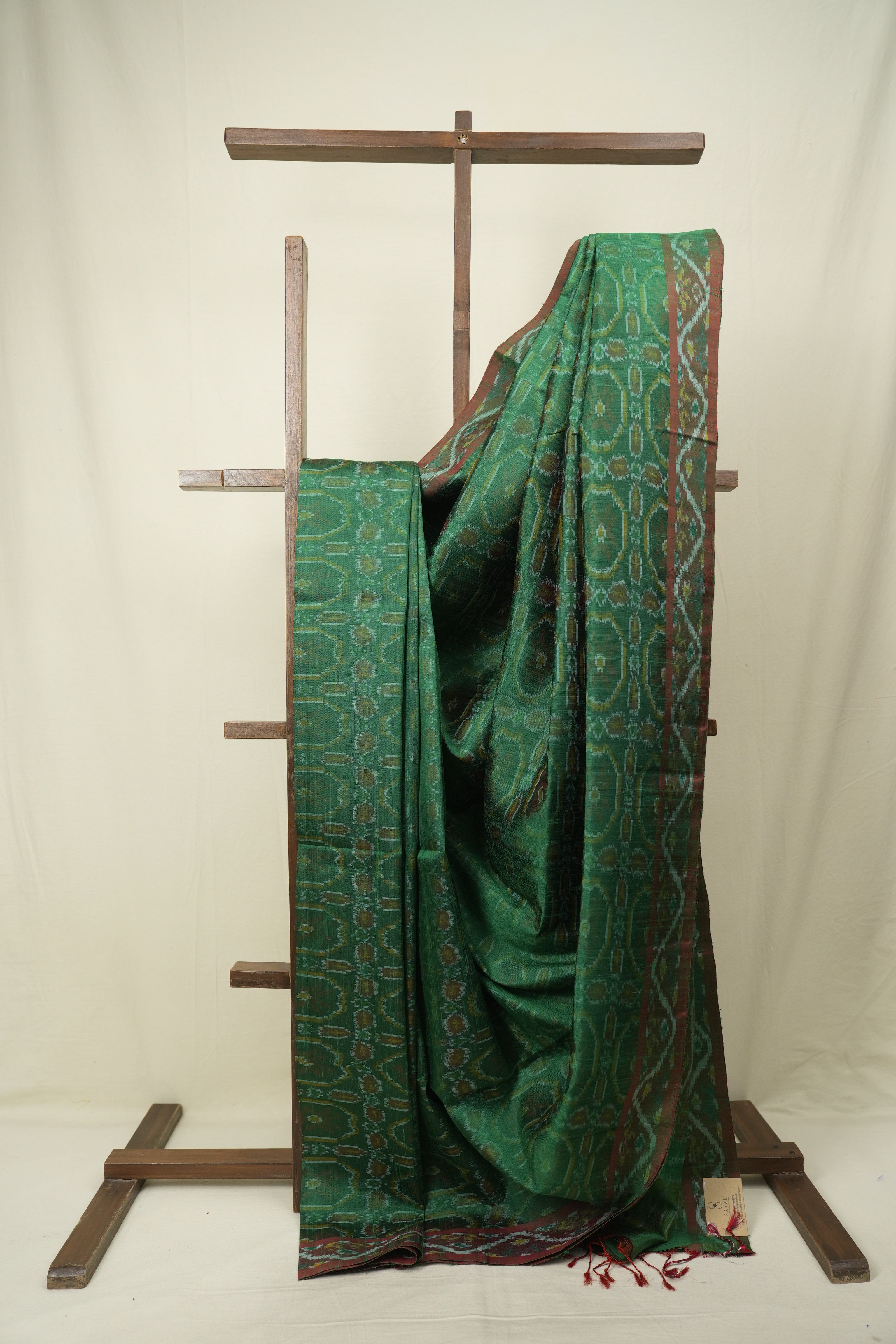 Green Raw Silk Ikat Saree - SRGRSIS1100