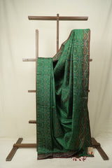 Green Raw Silk Ikat Saree - SRGRSIS1100