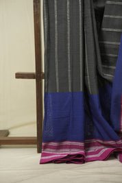 Navy Blue Cotton IIkal Saree - SRNBCIS1099
