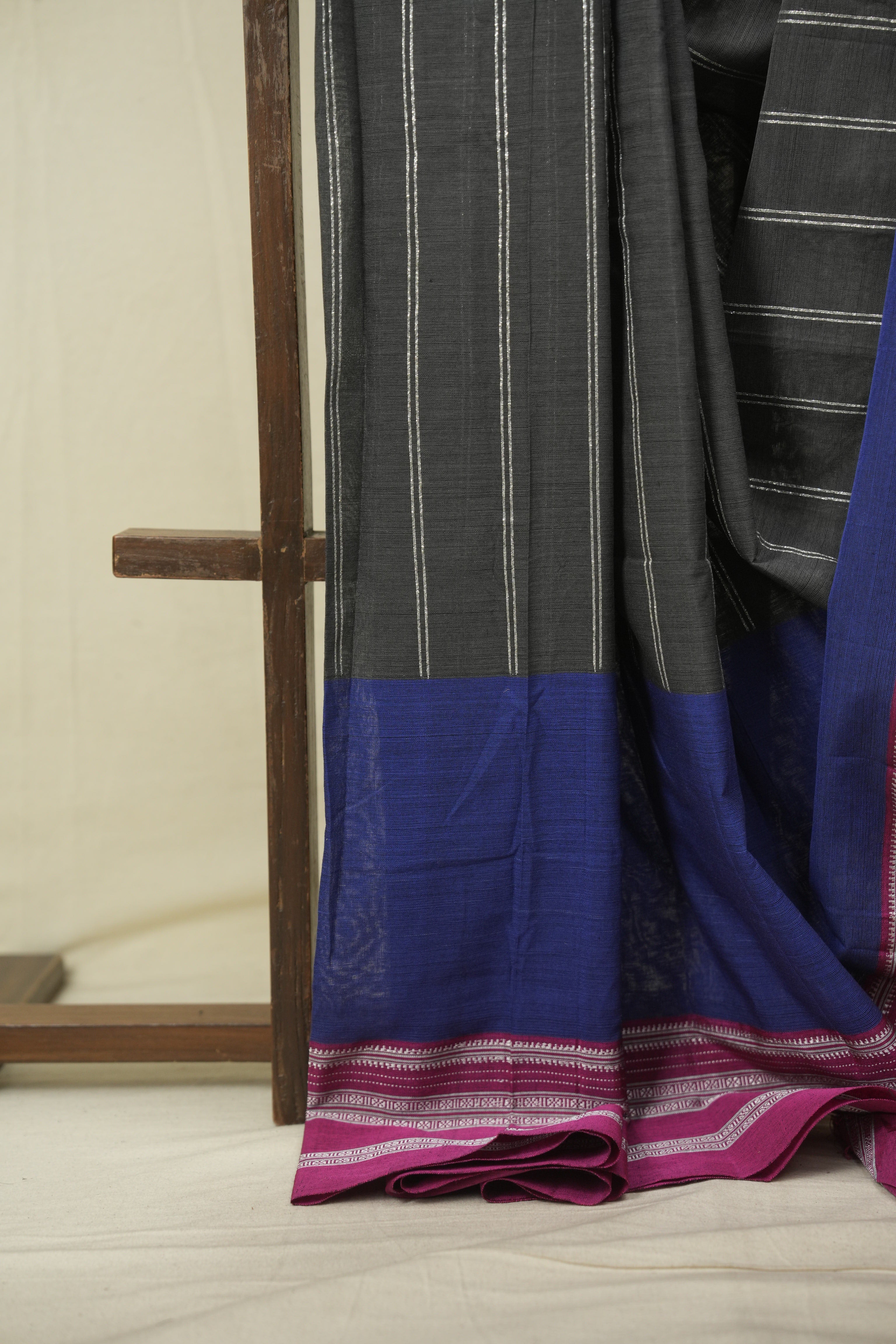 Navy Blue Cotton IIkal Saree - SRNBCIS1099