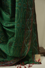 Green Raw Silk Ikat Saree - SRGRSIS1100