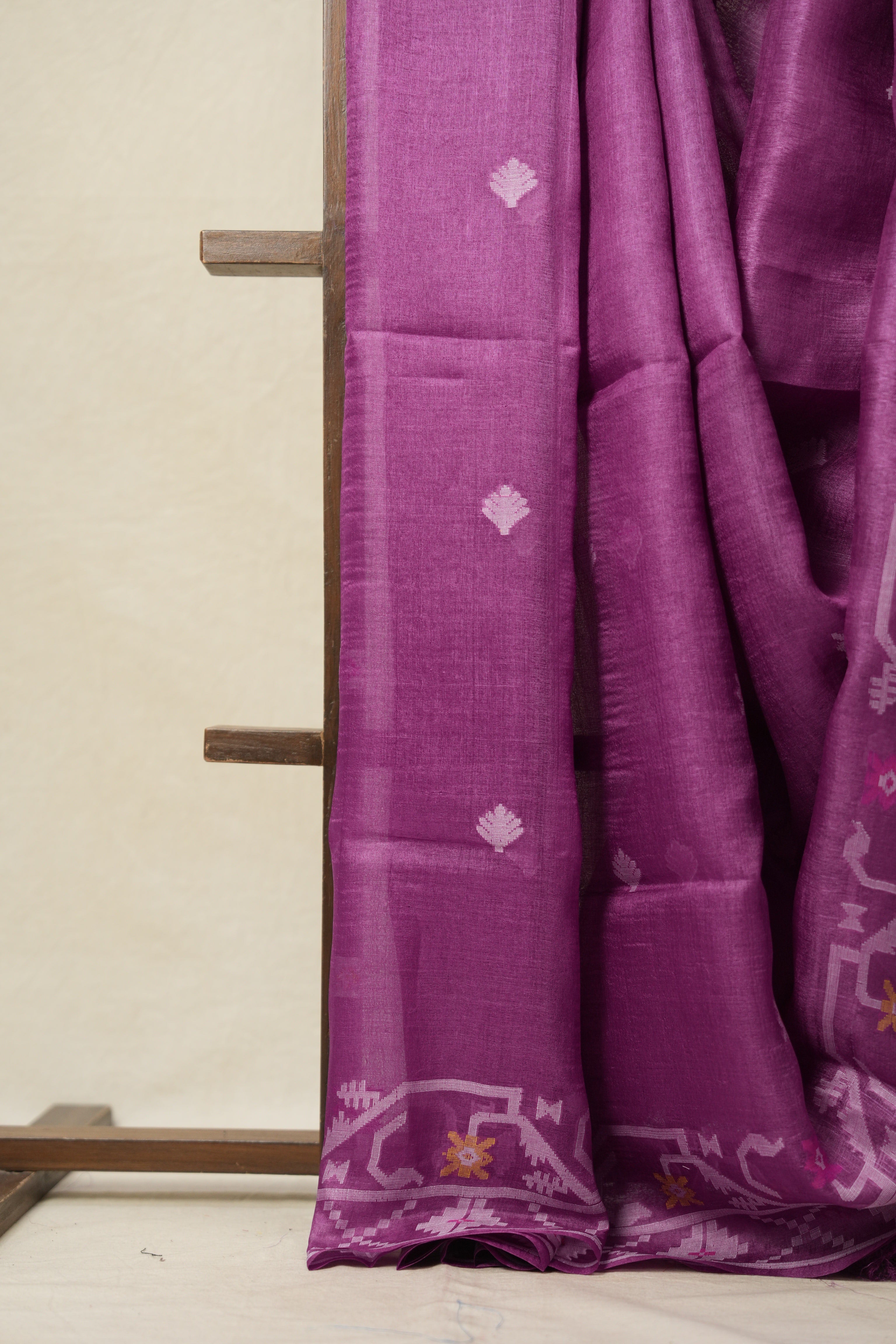 Lavender Jamdani Tussar Silk Saree - SRLJTSS0012