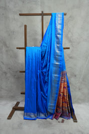 Blue Silk Paithani Saree-SRBSPS568