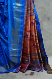 Blue Silk Paithani Saree-SRBSPS568