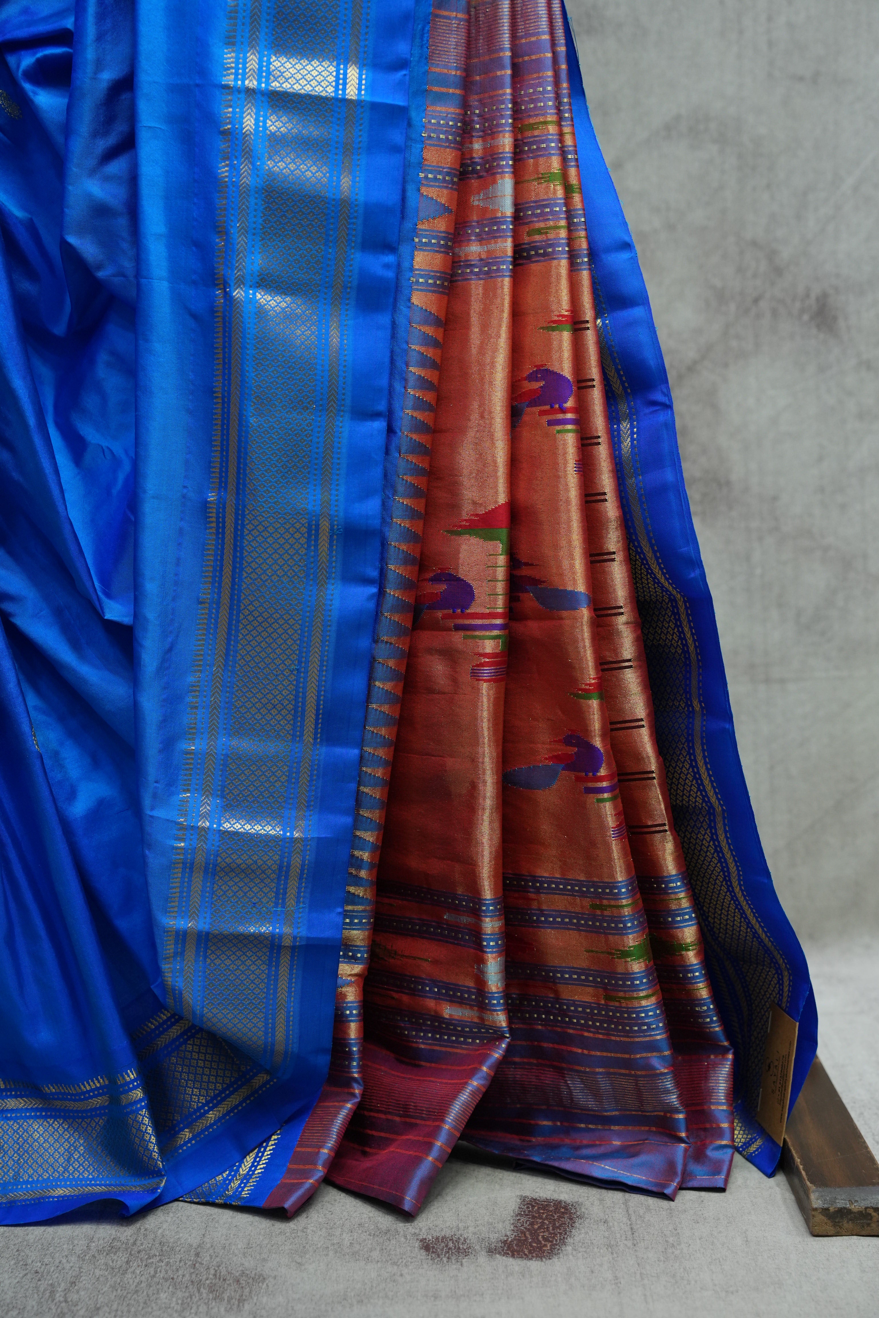 Blue Silk Paithani Saree-SRBSPS568