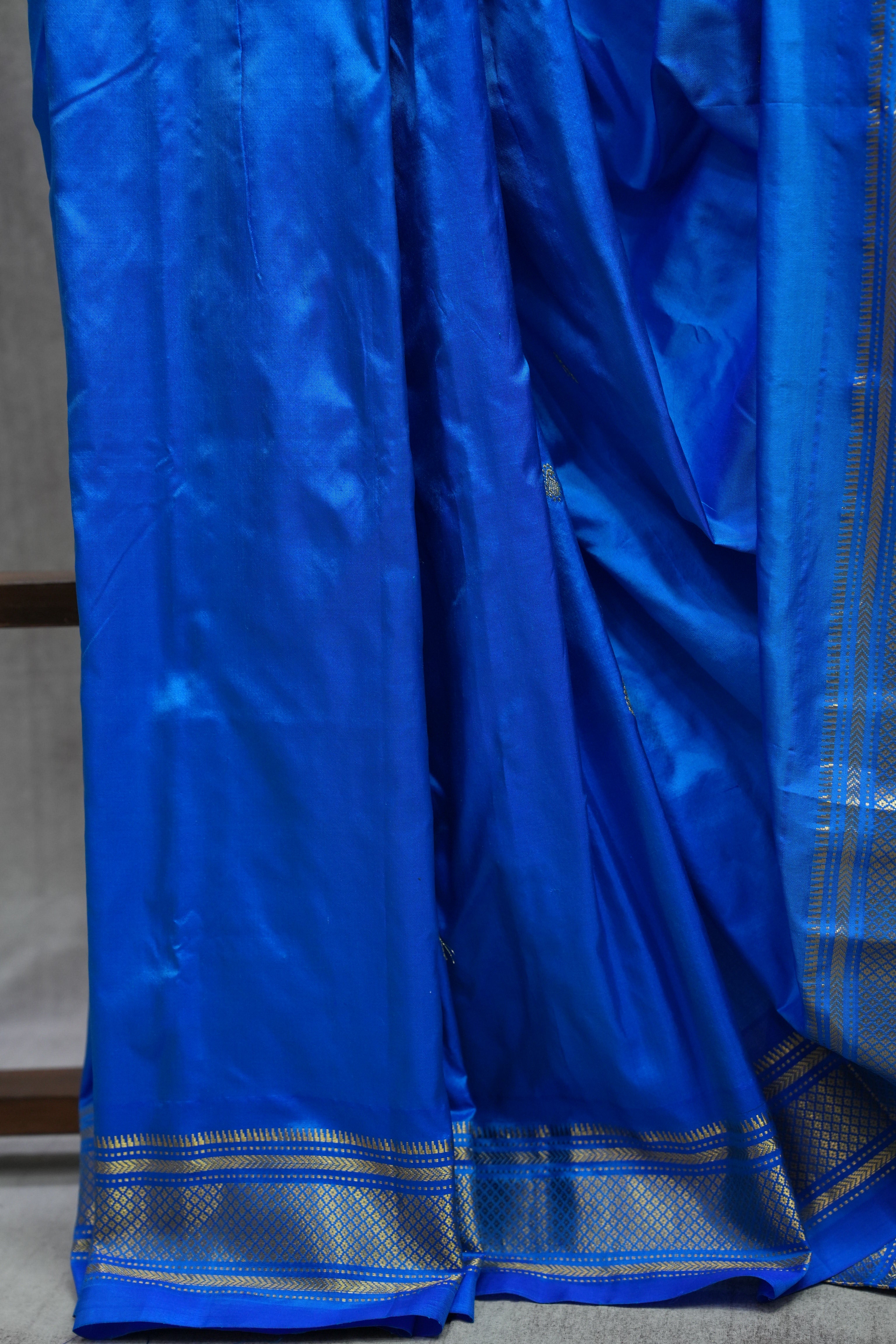 Blue Silk Paithani Saree-SRBSPS568