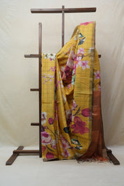 Yellow Tussar Silk Saree - SRYTSS1357