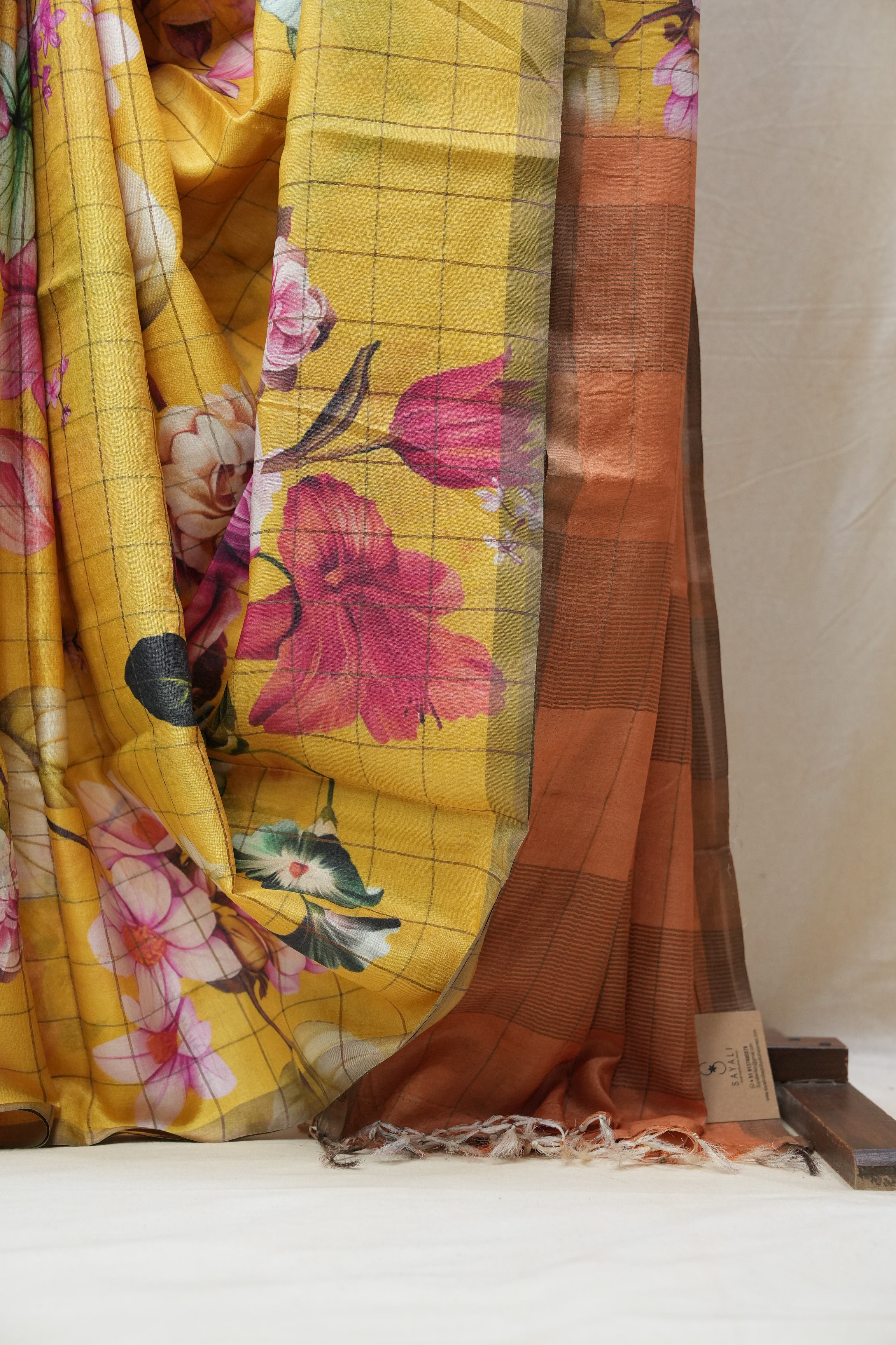 Yellow Tussar Silk Saree - SRYTSS1357