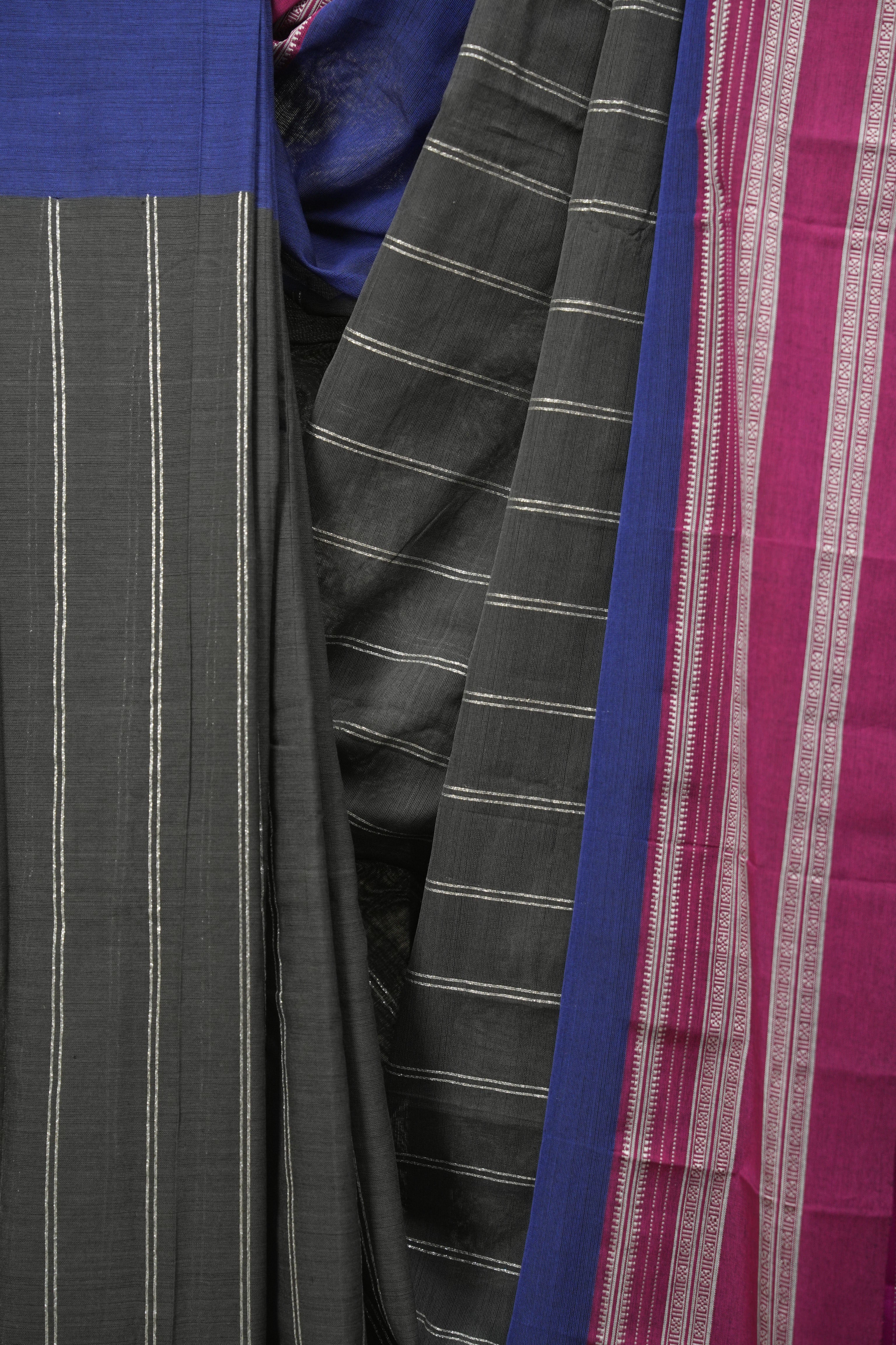 Navy Blue Cotton IIkal Saree - SRNBCIS1099