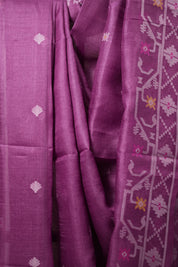Lavender Jamdani Tussar Silk Saree - SRLJTSS0012