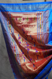 Blue Silk Paithani Saree-SRBSPS568