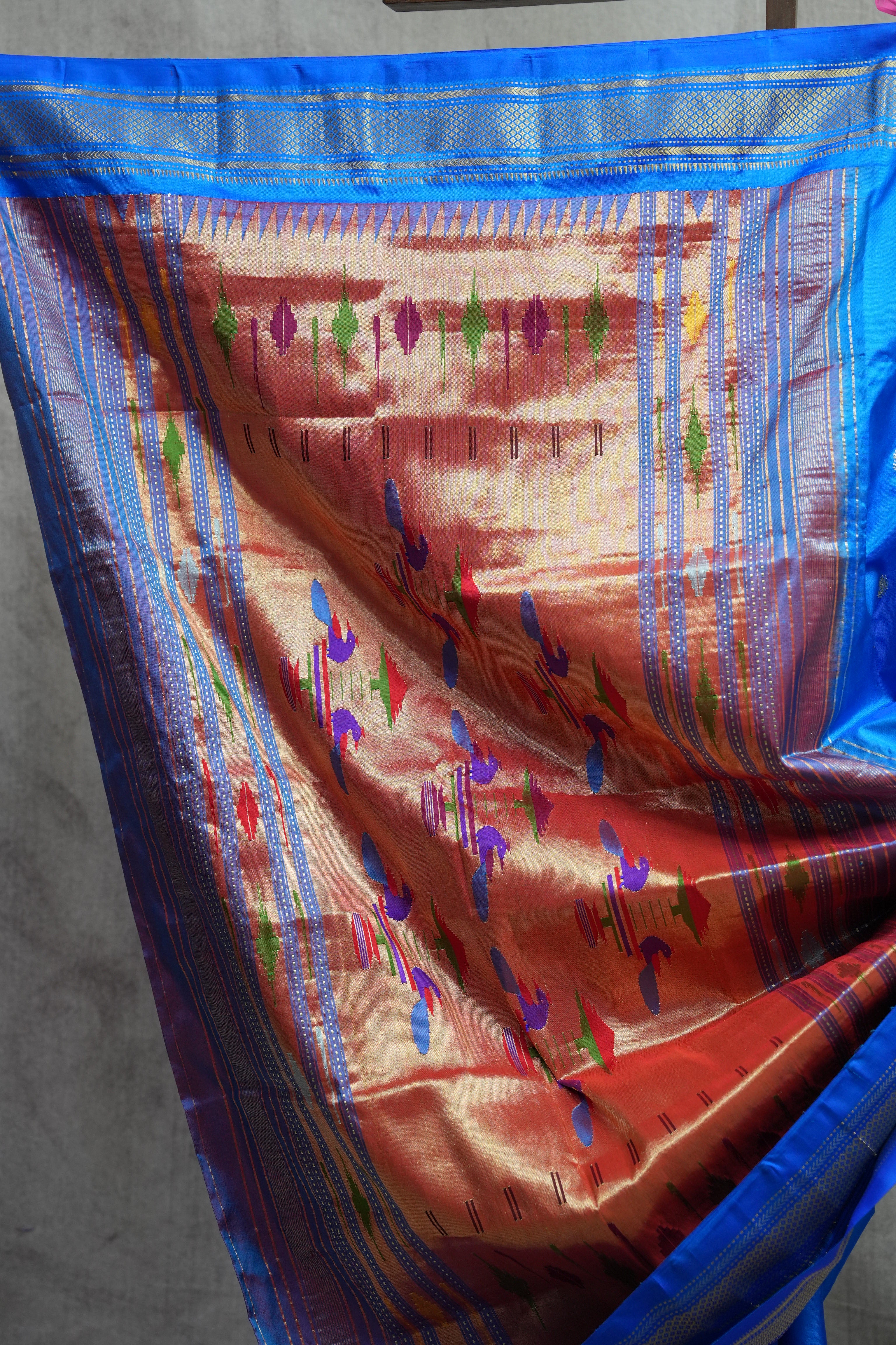 Blue Silk Paithani Saree-SRBSPS568