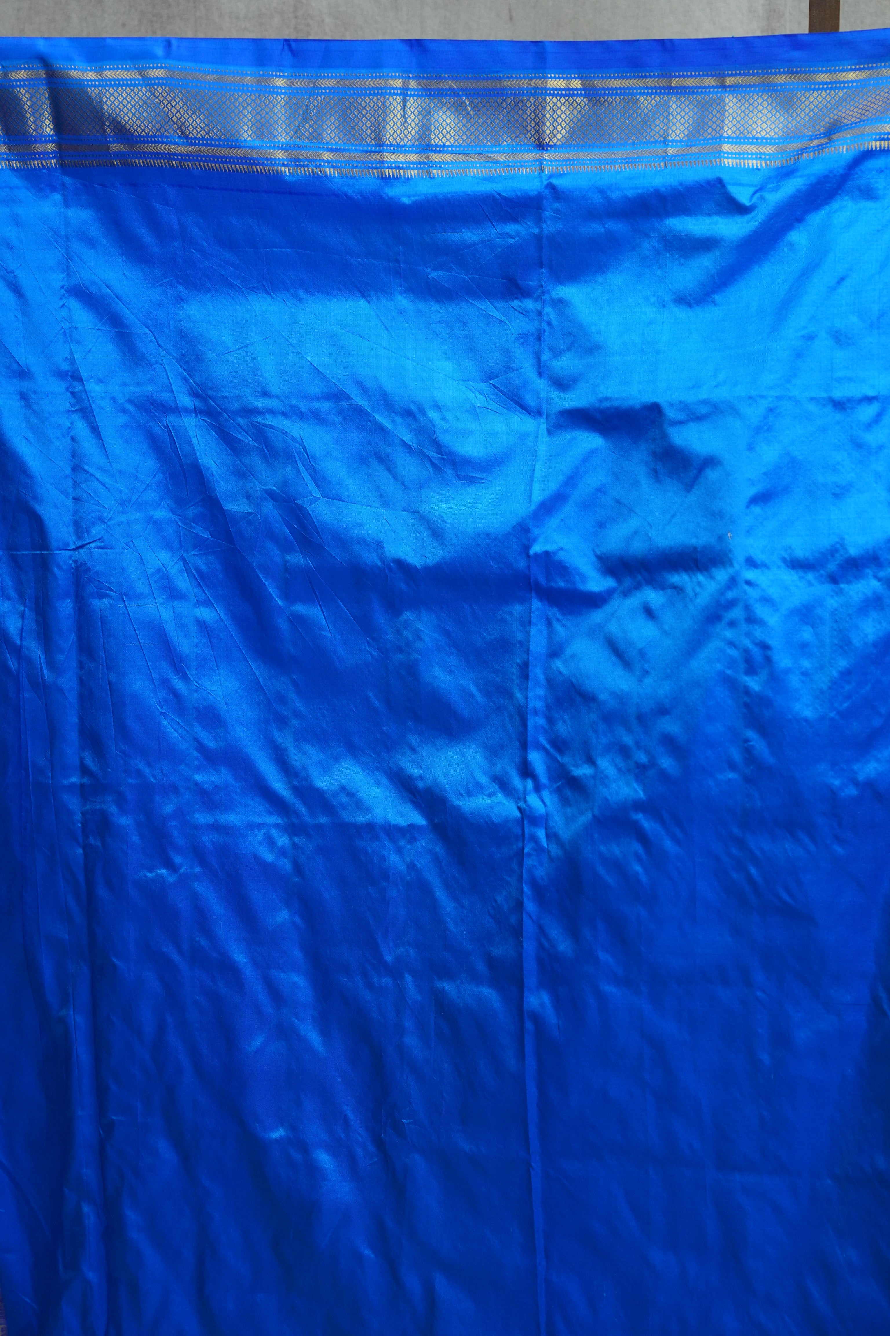 Blue Silk Paithani Saree-SRBSPS568