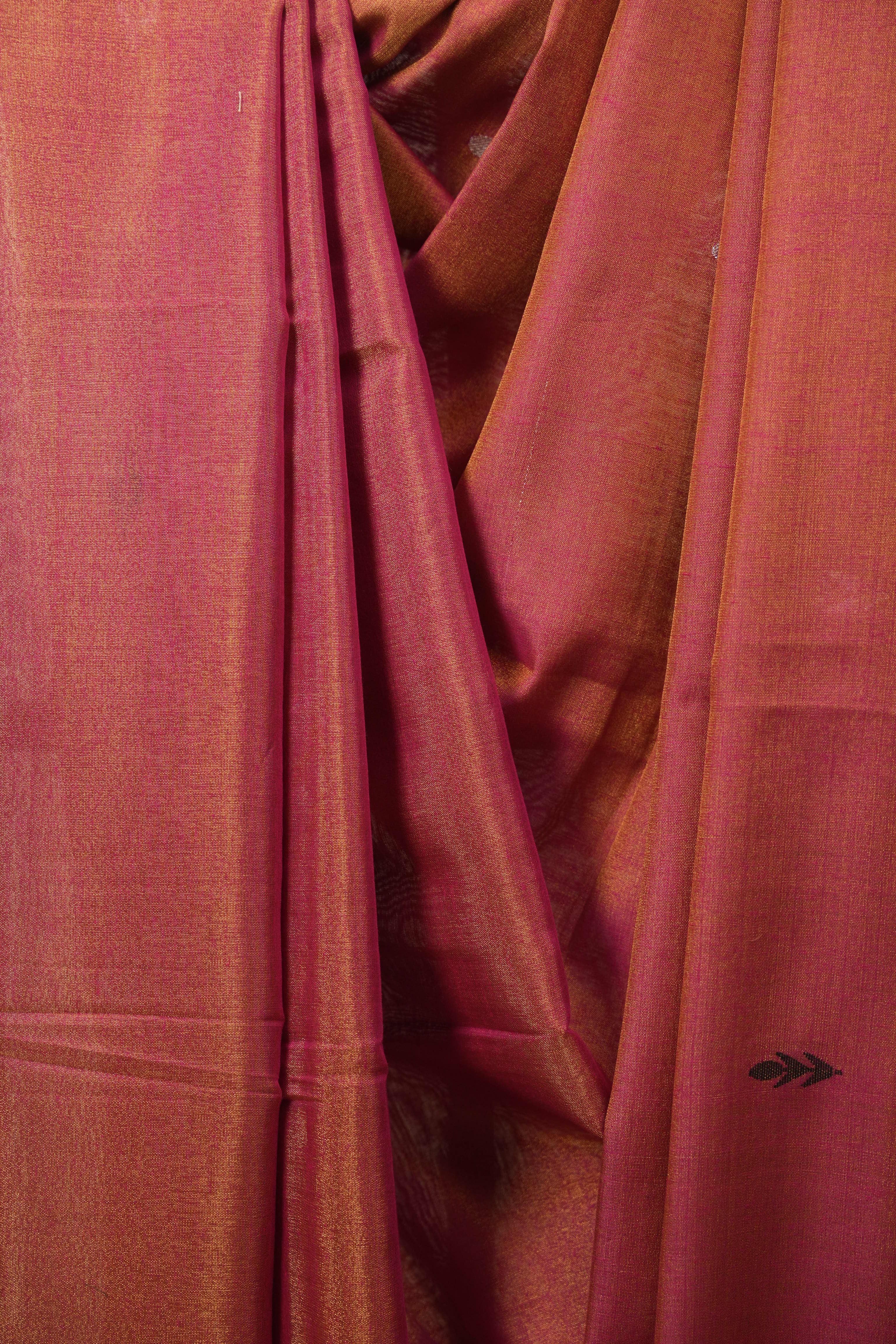 Rani Pink Tissue Linen Jamdani Saree - SRRPTLJS219