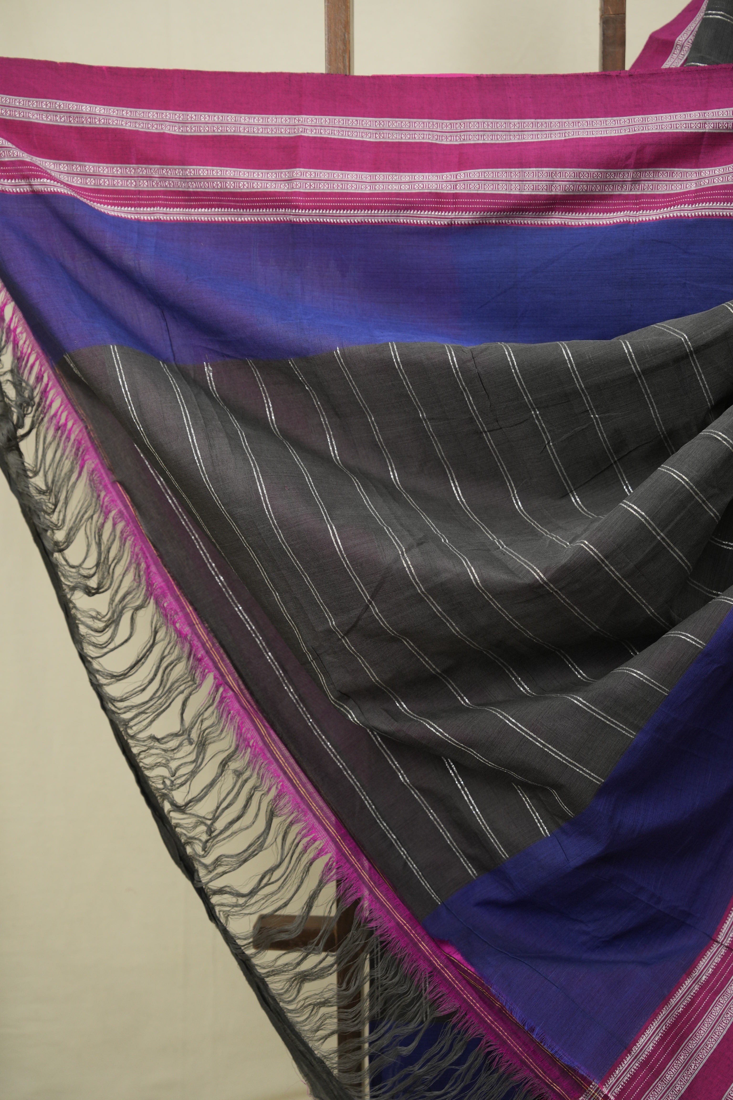 Navy Blue Cotton IIkal Saree - SRNBCIS1099