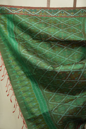 Green Raw Silk Ikat Saree - SRGRSIS1100