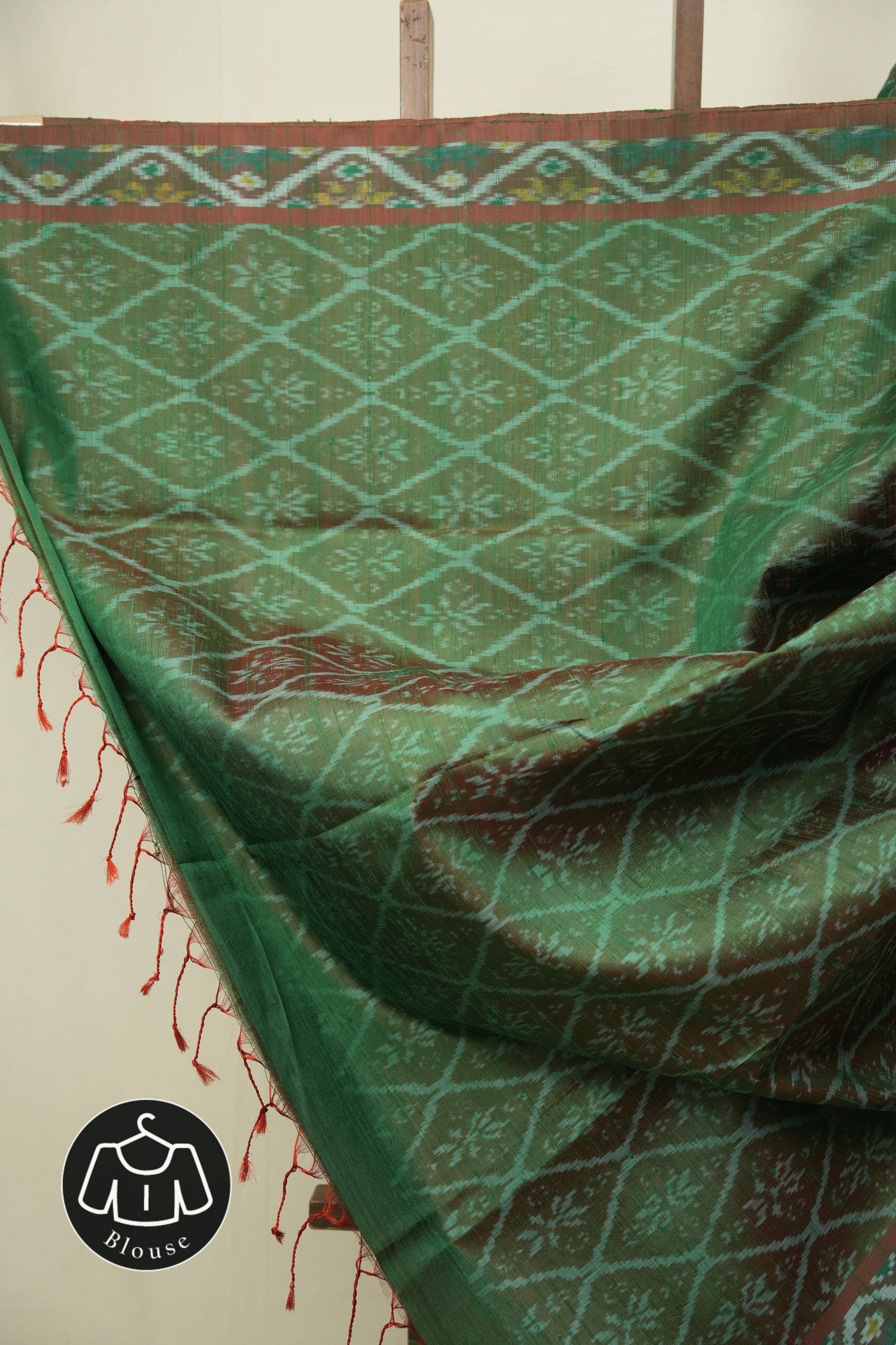 Green Raw Silk Ikat Saree - SRGRSIS1100