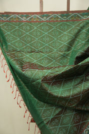 Green Raw Silk Ikat Saree - SRGRSIS1100