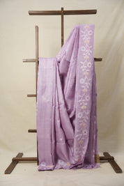 Lilac Jamdani Tussar Silk Saree - SRLJTSS0016
