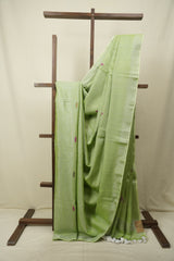 Pista Tissue Linen Jamdani Saree - SRPTLJS218