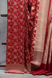 Red Banarasi Silk Saree-SRRBSS626
