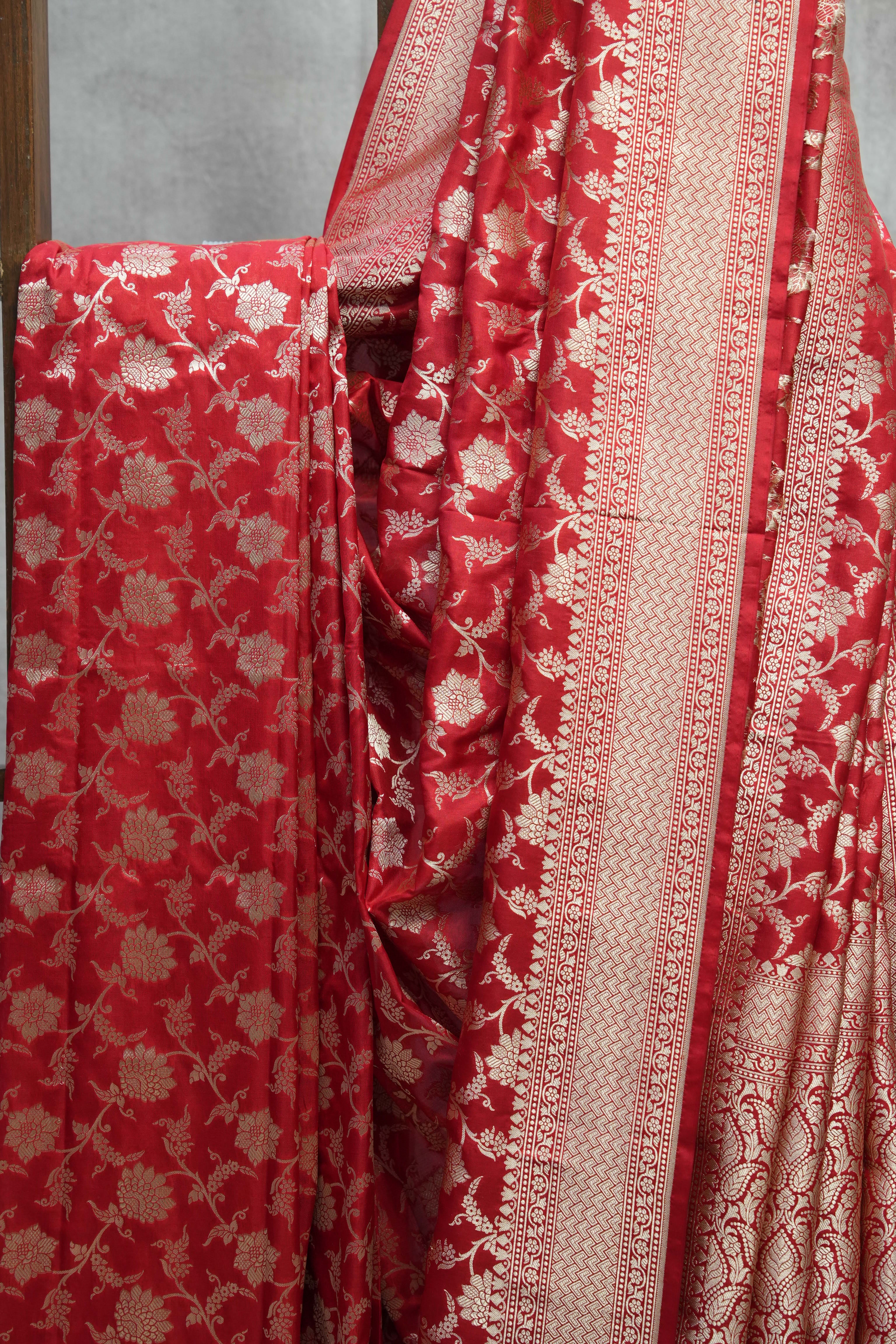 Red Banarasi Silk Saree-SRRBSS626