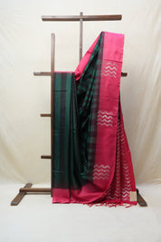 Dark Green & Black Soft Silk Saree - SRDGBSSS291