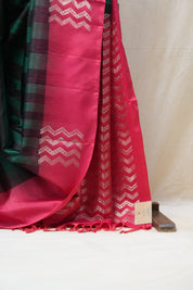 Dark Green & Black Soft Silk Saree - SRDGBSSS291