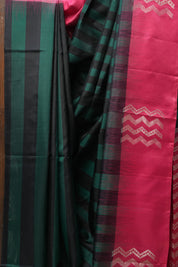 Dark Green & Black Soft Silk Saree - SRDGBSSS291