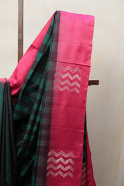 Dark Green & Black Soft Silk Saree - SRDGBSSS291