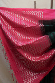 Dark Green & Black Soft Silk Saree - SRDGBSSS291