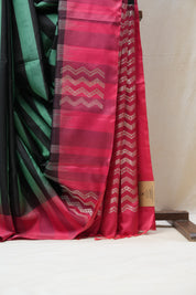 Green & Black Soft Silk Saree - SRGBSSS290