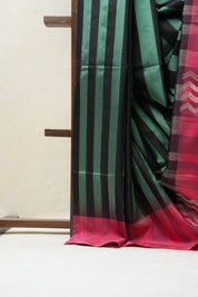 Green & Black Soft Silk Saree - SRGBSSS290