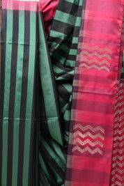 Green & Black Soft Silk Saree - SRGBSSS290