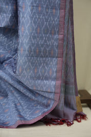 Grey Raw Silk Ikat Saree - SRGRSIS1096
