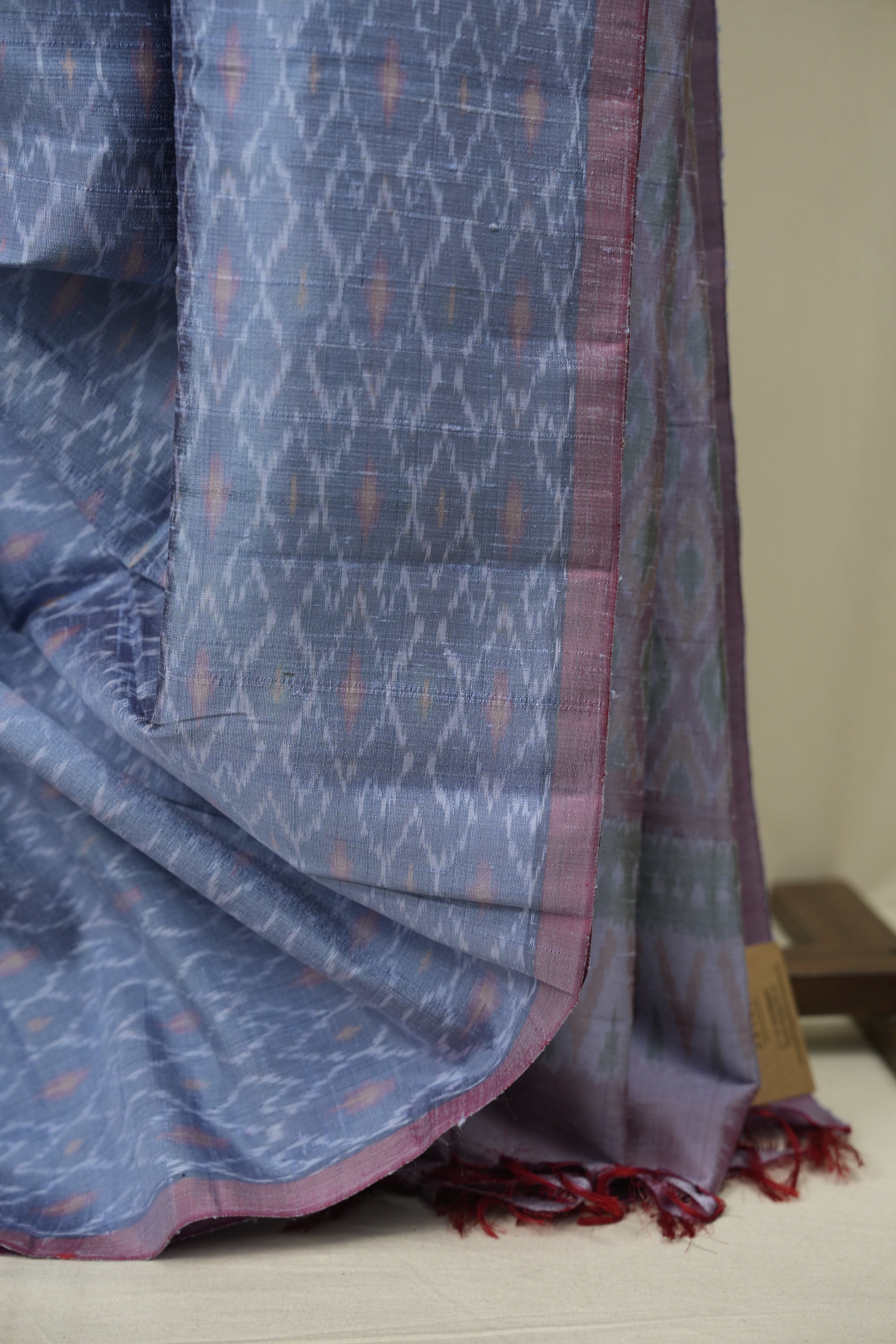 Grey Raw Silk Ikat Saree - SRGRSIS1096