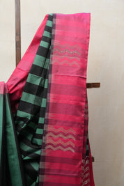 Green & Black Soft Silk Saree - SRGBSSS290