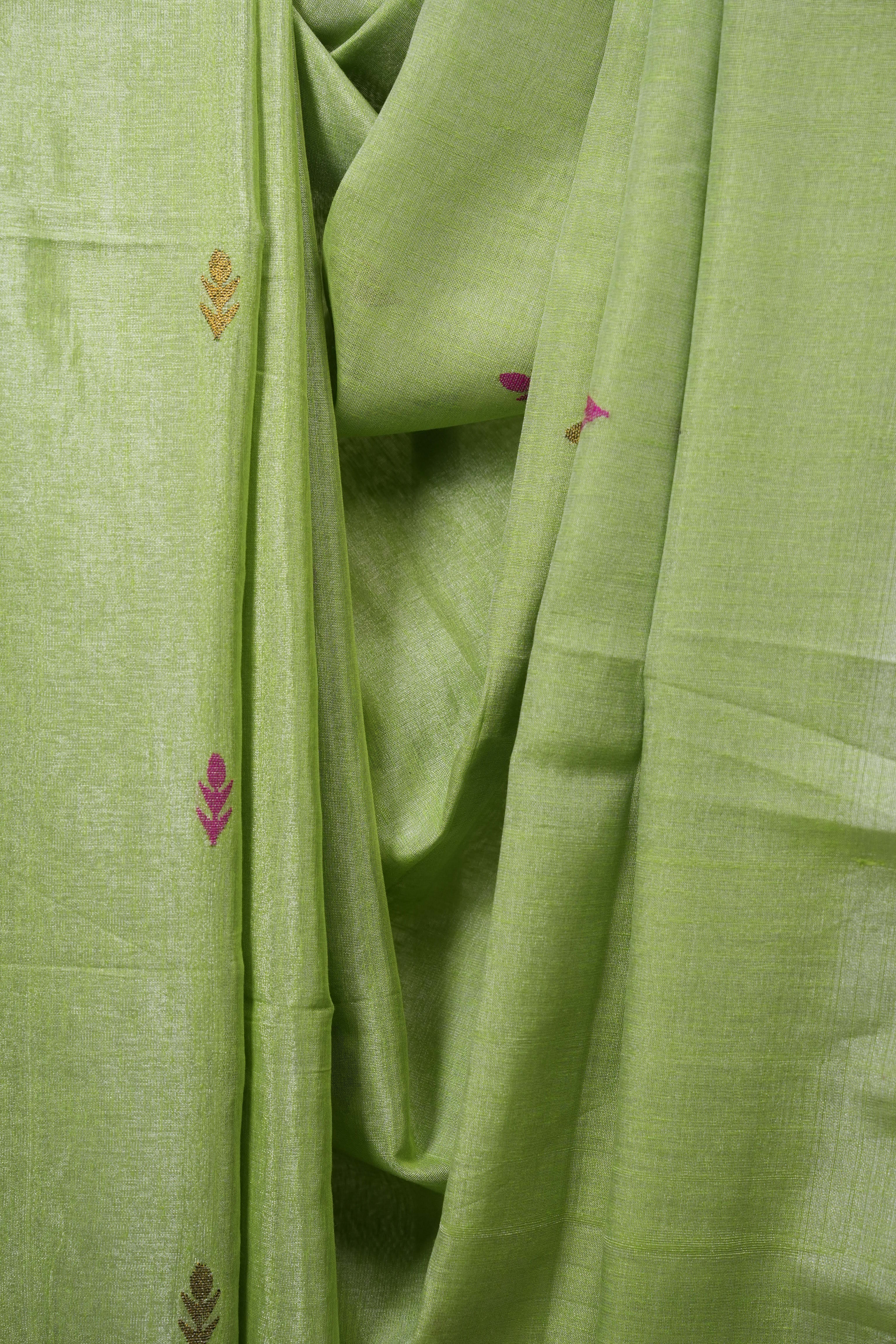 Pista Tissue Linen Jamdani Saree - SRPTLJS218