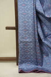 Grey Raw Silk Ikat Saree - SRGRSIS1096