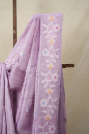 Lilac Jamdani Tussar Silk Saree - SRLJTSS0016