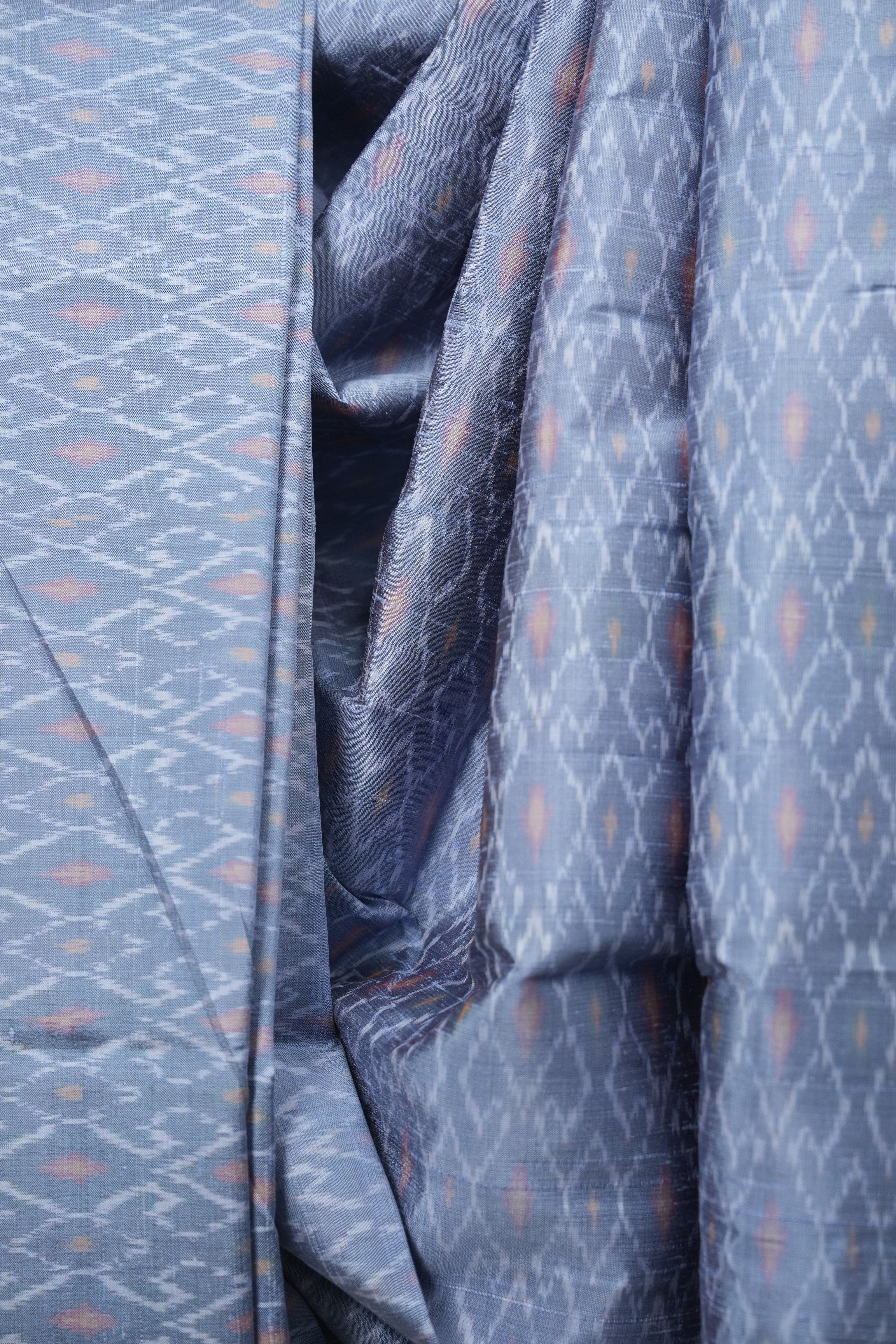 Grey Raw Silk Ikat Saree - SRGRSIS1096