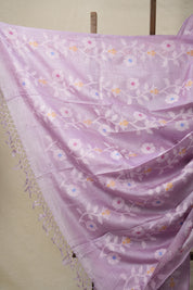 Lilac Jamdani Tussar Silk Saree - SRLJTSS0016