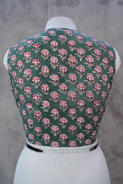 Green HBP Cotton V-Neck Blouse - SRGCVNB144