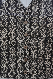 Black HBP Cotton V-Neck Blouse - SRBCVNB147