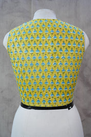 Olive Yellow HBP Cotton V-Neck Blouse - SROYCVNB146