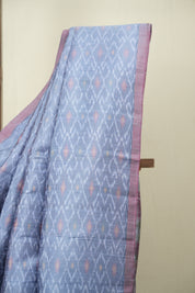 Grey Raw Silk Ikat Saree - SRGRSIS1096