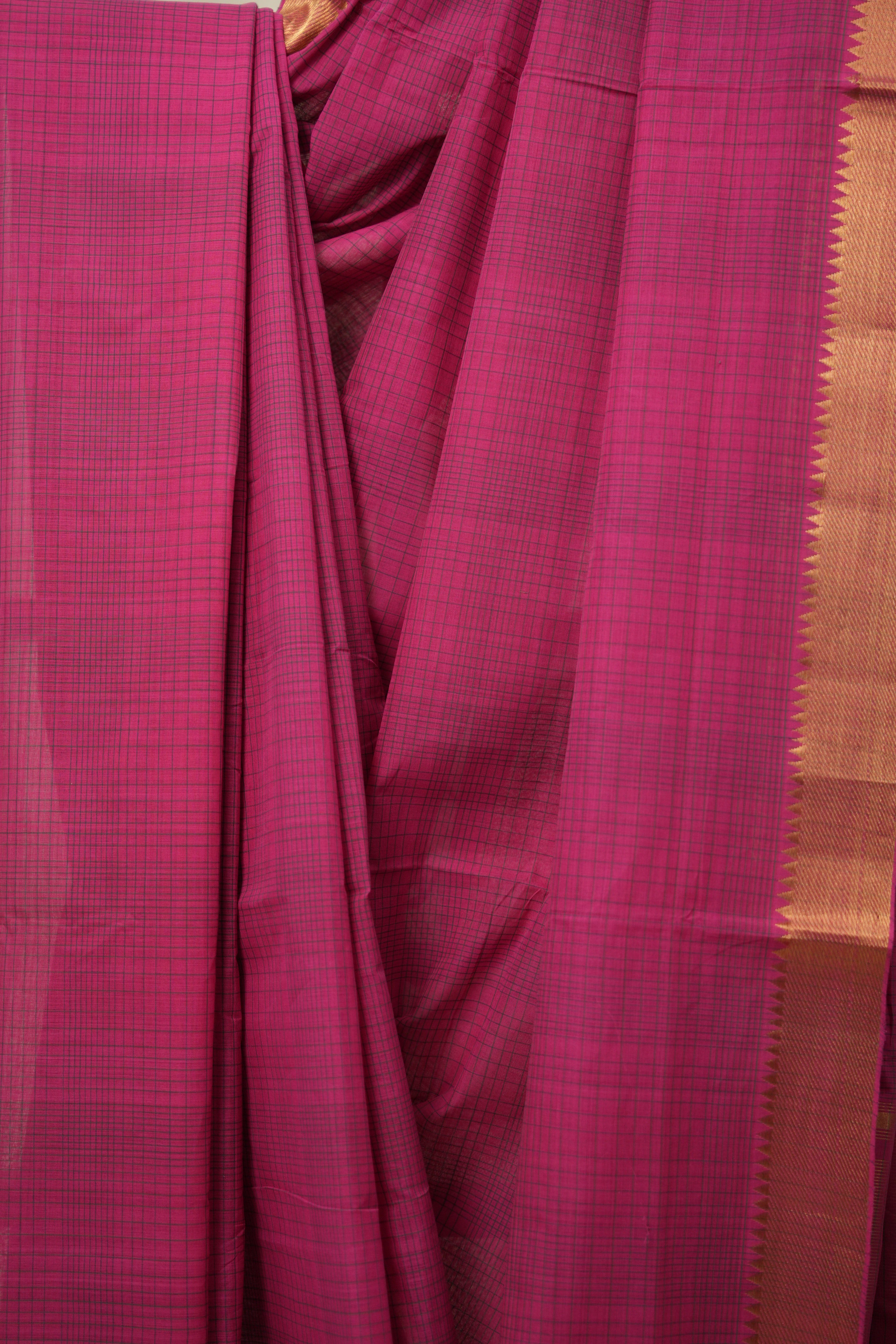 Rani Pink Cotton Mangalgiri Saree - SRRPCMS51