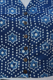 Indigo HBP Cotton V-Neck Blouse - SRICVNB142