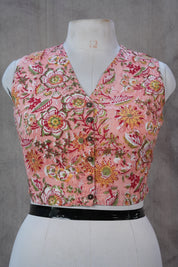 Pink HBP Cotton V-Neck Blouse - SRPCVNB139